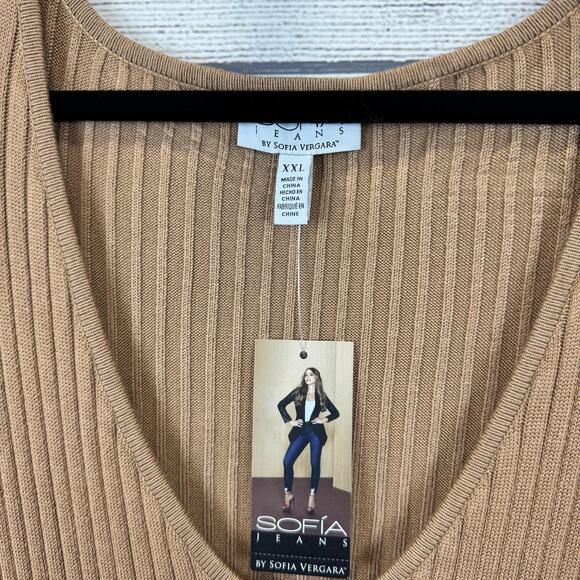 Sofia Jeans By Sofia Vergara Tan Ribbed Cutout Back Column Midi Dress Size XXL - Picture 5 of 9